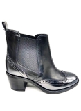  TT Milano High heel Black and Pewter brogue Chelsea boot