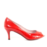 365 Red patent  peep toe court shoe