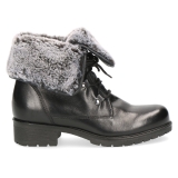 Caprice Black leather fur lined lace up ankle boot