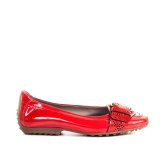 K & S Patent Red buckled ballet pump