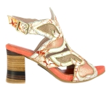 Laura Vita Celeste Ivory and coral high heeled sandal