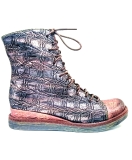  Laura Vita Ercnault Pink metallic leather lace up ankle boot