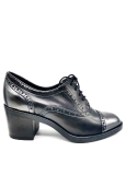  TT Milano Black and pewter leather mid heeled brogue