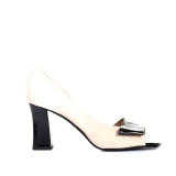 Audley 2 tone leather/patent peep toes