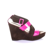 Audley Brown and Pink suede wedges