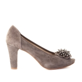 Calpierre Taupe mid heel suede courts