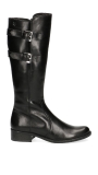 Caprice  Black leather double buckle flat leather boot