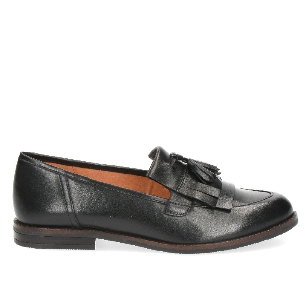 caprice-black-leather-fringed-loafer