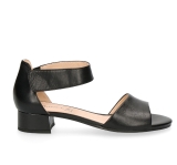 Caprice Black leather low heel plain sandal