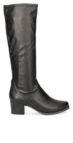 caprice-black-leather-stretchy-pull-on-mid-heel-boot