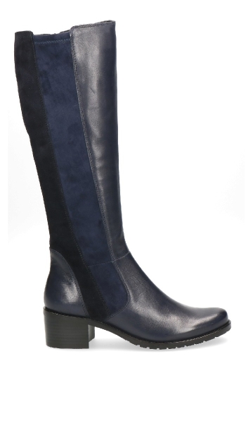 caprice-navy-leather-slim-fit-mid-heel-stretch-boot