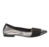 Caprice Pewter leather pointy toed ballet pump