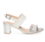Caprice White and silver mid heel Edison sandal