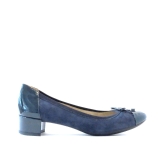 Geox Carey navy patent and suede low heeled pump