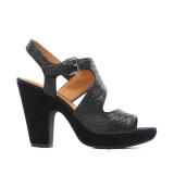 Geox Nurit Black high heeled leather sandals
