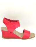 Pedro Miralles Red leather mid wedge sandals 