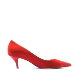 K&S Selma Red suede and patent kitten heel pointy court shoe