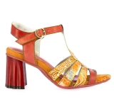 Laura Vita Fidji Coral and Salmon high heeled sandal