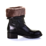 Pam Black shearling mid calf roll top boots