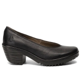 Walo court shoe in Black mousse leather by Fly London 